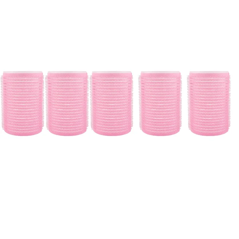Självgreppande locktång hårrullar set olika storlekar och färger hårrullar styling lockverktyg gör-det-själv hårlocktänger: Rosa