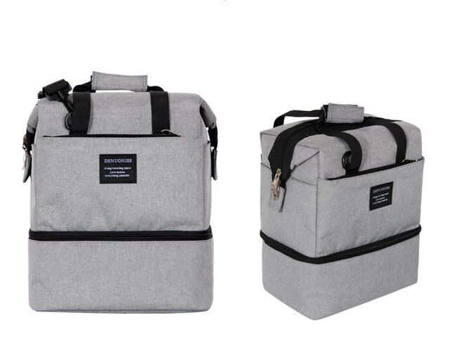 Denuoniss Grote Capaciteit Creatieve Dubbele Geïsoleerde Tas Camping Voedsel Container Lunch Opslag Veranderd Vorm Koeltas: 149-Gray