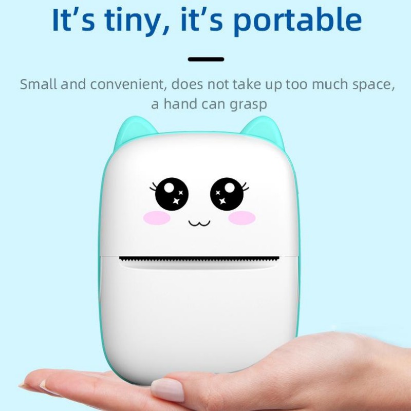Portable thermal printer mini cat print photo pocket thermal label printer 58mm printing wireless Bluetooth Android iOS printers