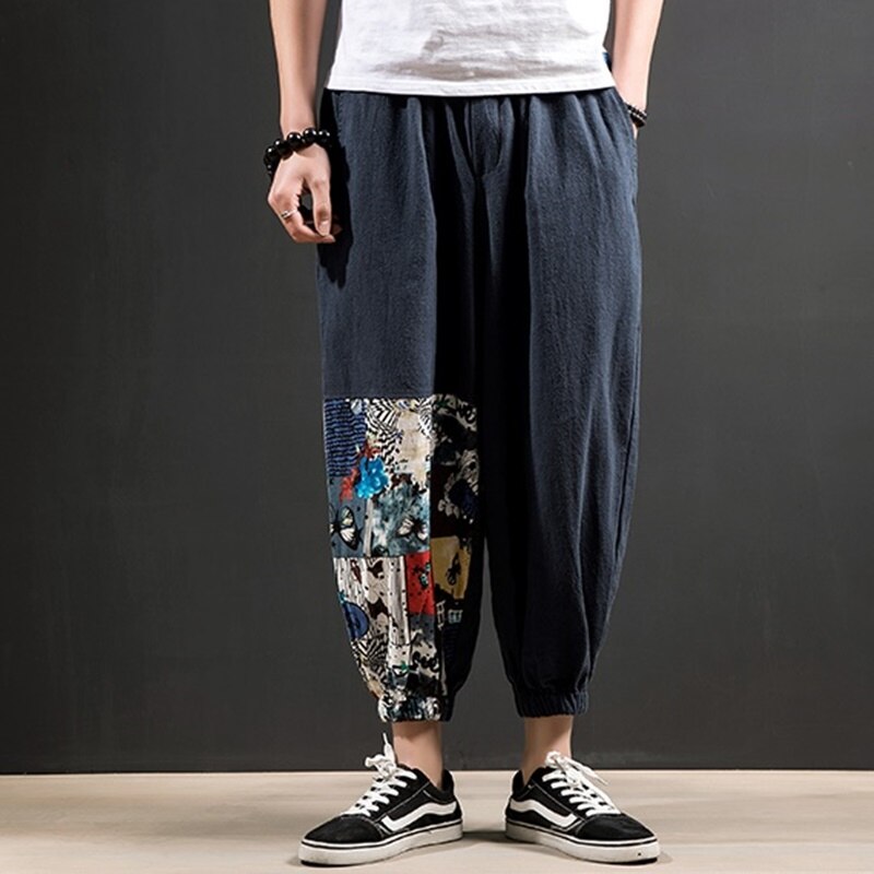 2022 nowe spodnie w stylu Hip Hop Streetwear spodnie joggery bawełna mężczyźni Casual Cargotrousers w pasie w stylu chińskim Harem Pants TA012: 1 / L