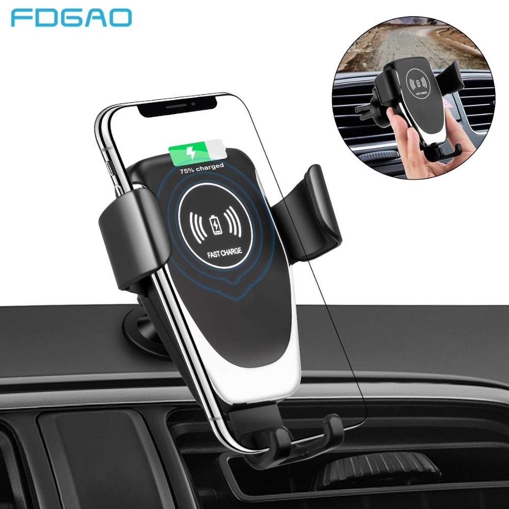 FDGAO-cargador de coche inalámbrico, soporte de gravedad para Samsung S10, S10e, Note 10, 9, 10W, soporte de carga rápida para iPhone 11, X, XS, MAX, XR, 8