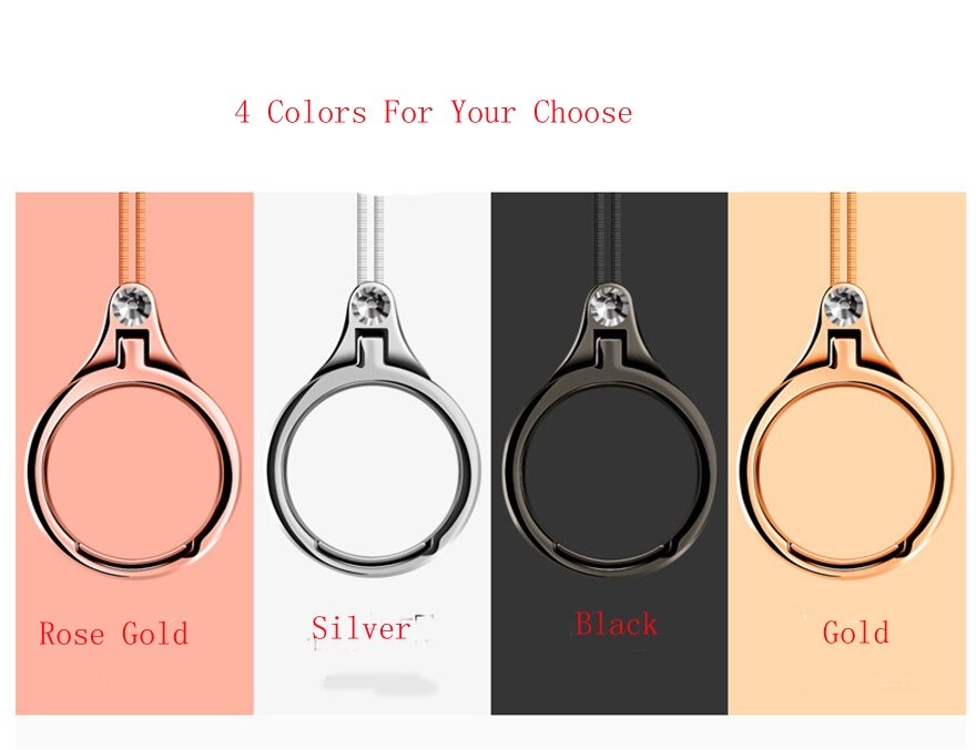 Zinc Alloy Ring Stent Lanyard For Keys Keychain Universal Phone Strap Charm Hanging Rope For iPhone Ring Holder Rose Gold