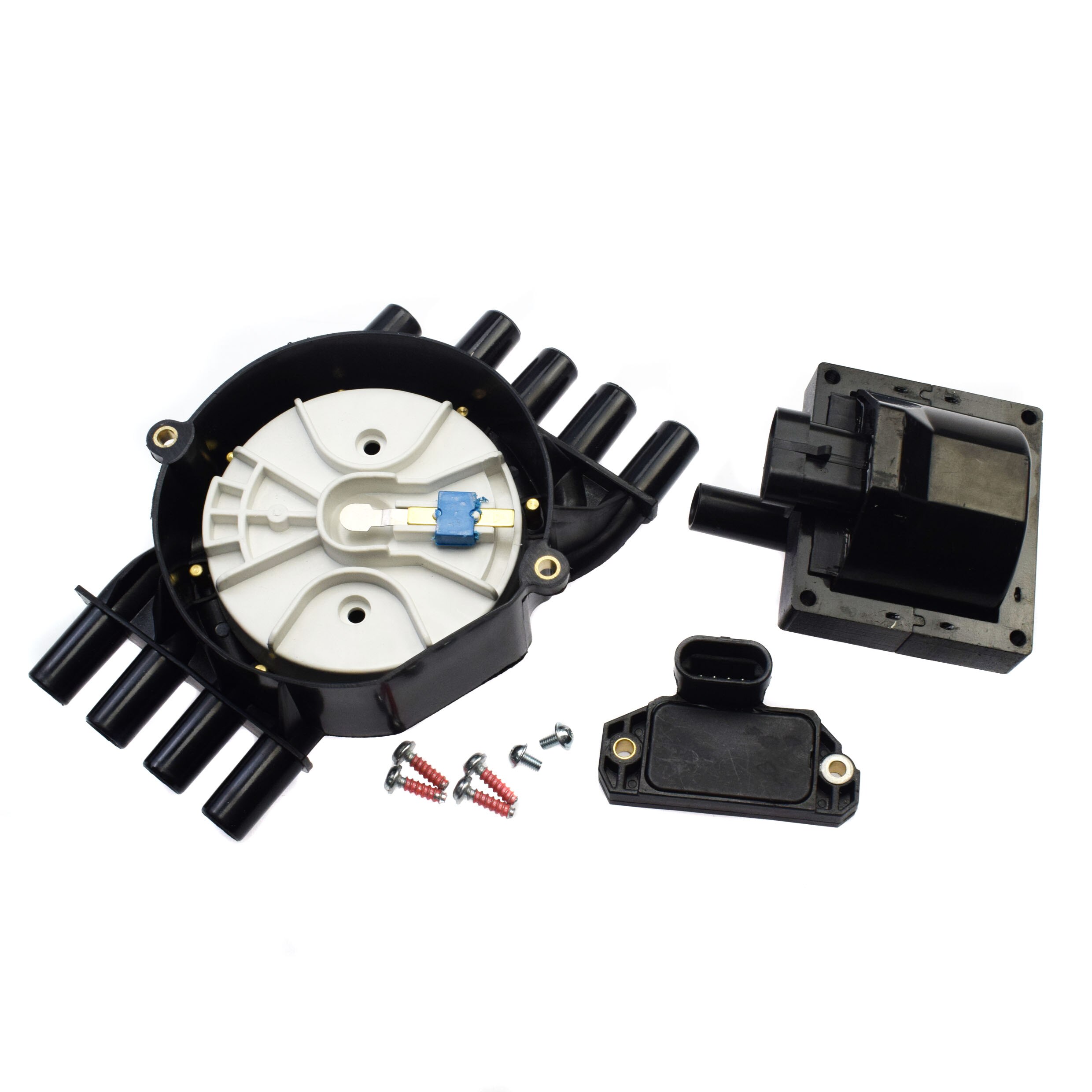Spark Plug Wires + Distributor Cap Rotor + Ignition Coil + Module For Chevrolet GMC Cadillac Buick Pontiac 10452459 10452458: Kit 005