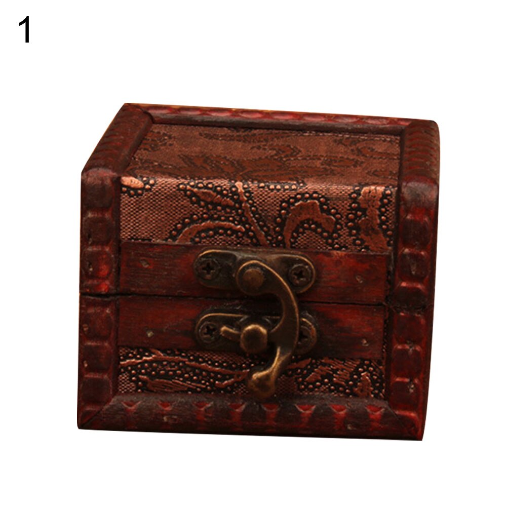 Vintage Small Wood Flower Coin Pattern Box Jewelry Bracelet Storage Holder Makeup Organizer Box Jewelry Treasure Chest Case: Grass Flower