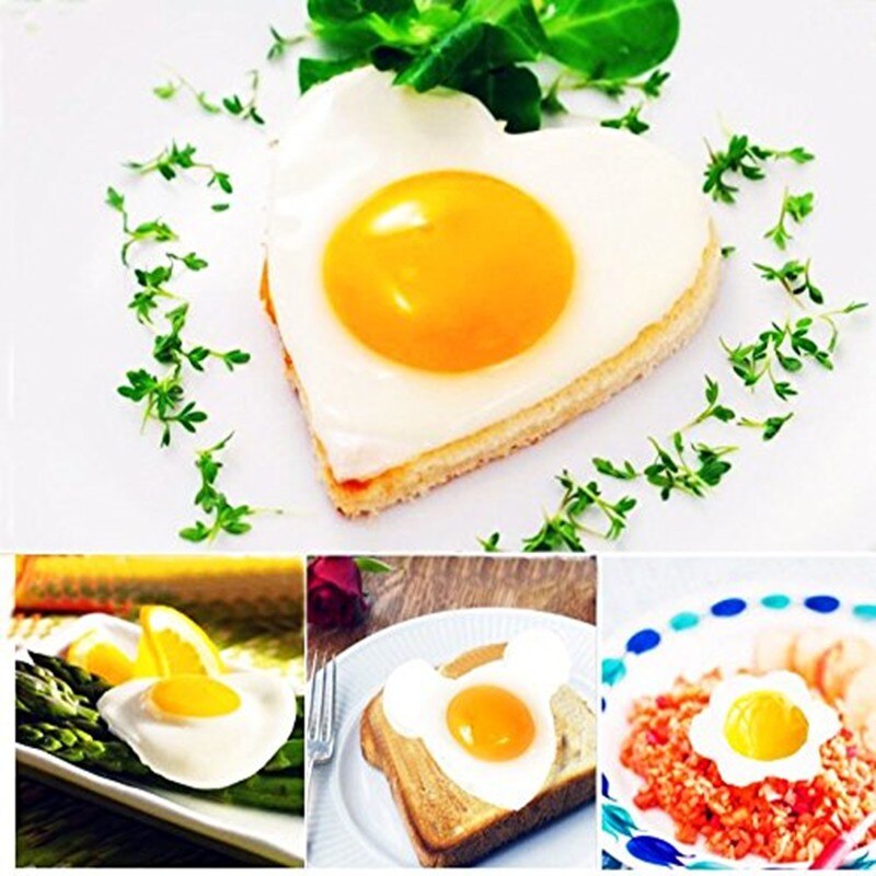 5 stk/lot eggeformer i rustfritt stål stjerne blomst hjerte sirkulære former pannekake eggeringer omelett eggeform søte frokostverktøy