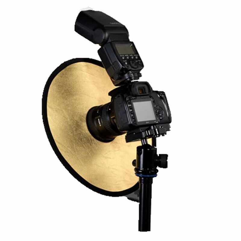 2in1 30cm Gold Silver Portable Folding Reflector DSLR Camera Accessories Flash Diffuser Softbox Photography Reflector with Hole