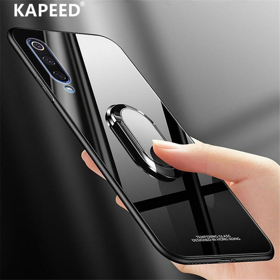 Glass Phone Case for Samsung Galaxy A50 A70 Luxury Tempered Glass Mirror Magnet Ring Back Cover Cases For Samsung A30 A50 Fundas