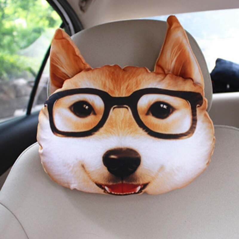 Comfortable Cartoon Headrest Car Interior Pillow Decoration Car Accessories: Red