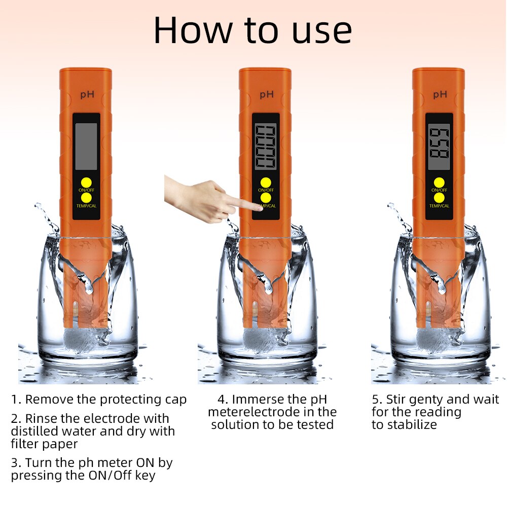 Digital PH Meter Waterproof Acidity Tester Water Test Purity Monitor 0.01 PH Detector for Aquarium Pool 50%OFF