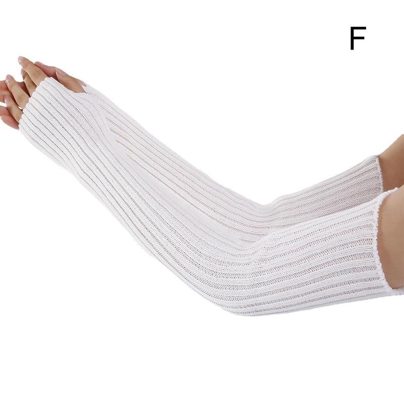 Długie rękawiczki bez palców dla kobiet gotycka odzież punkowa z dzianiny z długim rękawem miękkie damskie rękawiczki bez palców: F