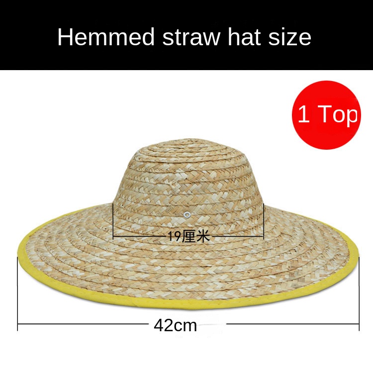 Farmers Large Straw Hat Wide Brim Straw Sun Hat Agricultural Large Sun-Proof Travel Male Hat Construction Site Children Fishing: white color