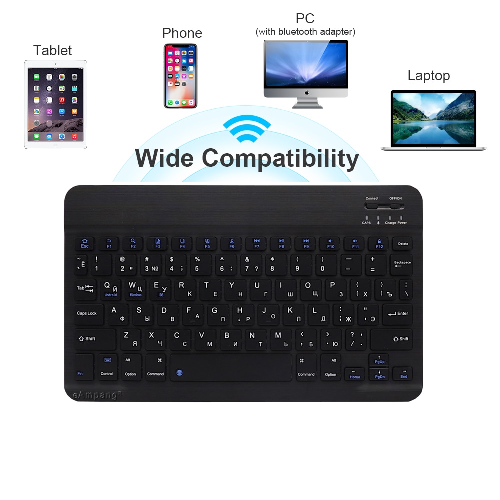 Teclado ruso para iPad 9,7, 10,2, 10,5, 11, Samsung 9,7, 10,1, 10,5, Huawei 10,1, Bluetooth inalámbrico para Android, ios y Windows