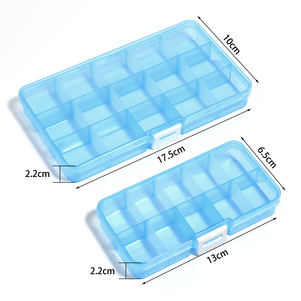 10/15 Grids Plastic Jewelry Box Storage Case Craft Jewelry Beads Earrings Compartment Adjustable Display Organizer Container