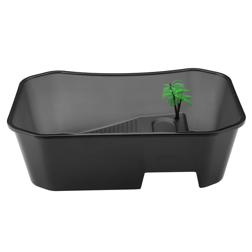 Petite tortue en plastique escalade plate-forme ouverte Aquarium avec rampe échelle maison Aquarium pour tortue Reptile 40x23x13cm: Black