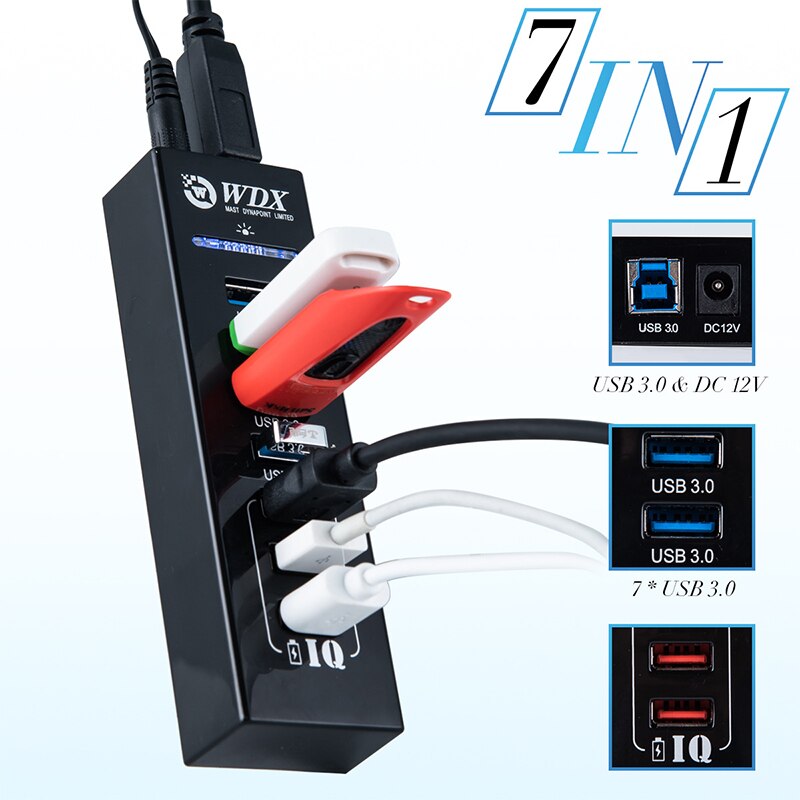 USB HUB 7 Port USB 3.0 Splitter for Keyboard Mouse Printer Fast Charging Usb Hub With Power Supply For Macbook PC Laptop