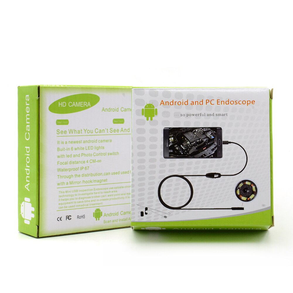 7mm 1M/1.5M/2M/3.5M/5M USB Cable Waterproof 6LED Android Endoscope 1/9 CMOS Mini USB Endoscope Inspection Camera Borescope