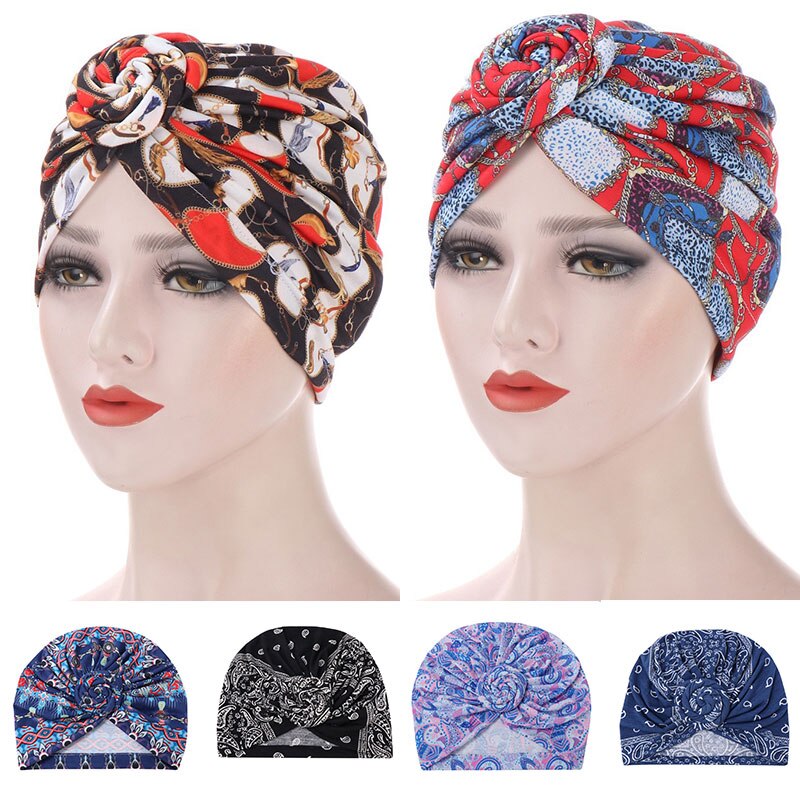 Foulard arabe pour femmes, Turban, casquette, Hijab, imprimé, style bohème, ethnique, intérieur, chapeau pour coiffure musulmane