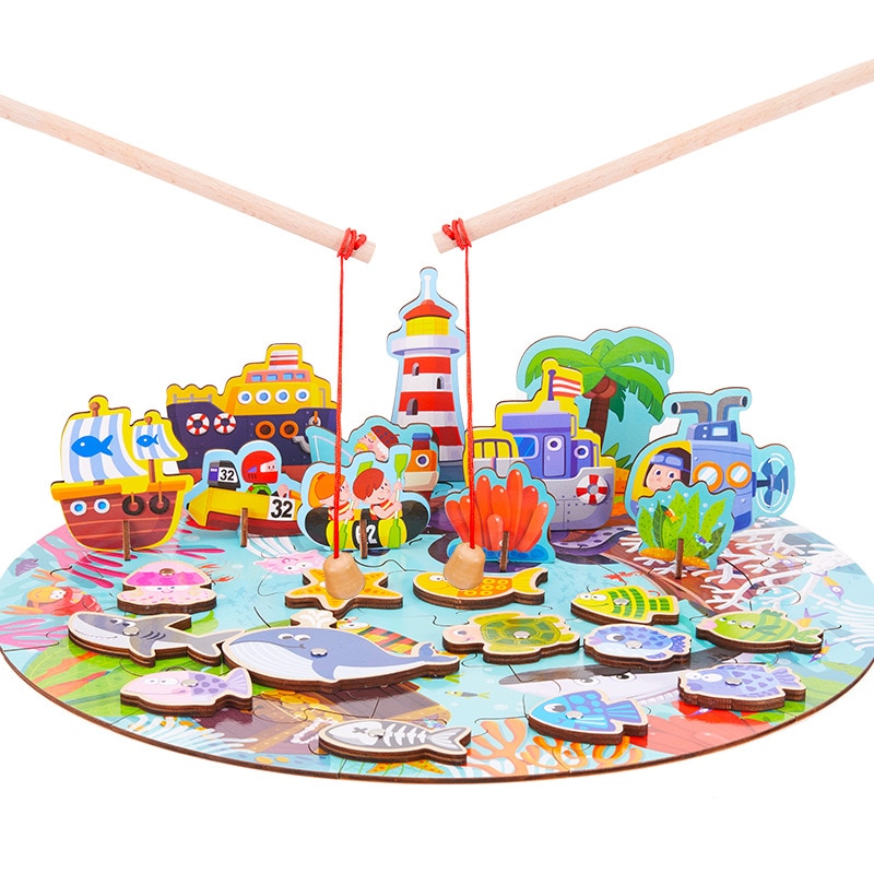Baby Speelgoed 3D Puzzel Vissen Speelgoed Voor Kinderen Multifunctionele Boerderij Seas Scènes Speelgoed Magnetische Vissen Spelletjes Kids Educatief Speelgoed