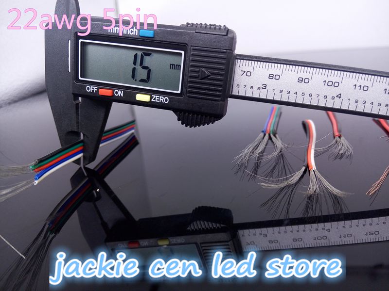 Led remsa elektrisk ledning kabel ledning, anpassad längd  of 22 awg 4 stift 5 stift, förtennad koppar pvc isolerad nylon plast förlängningssladdar