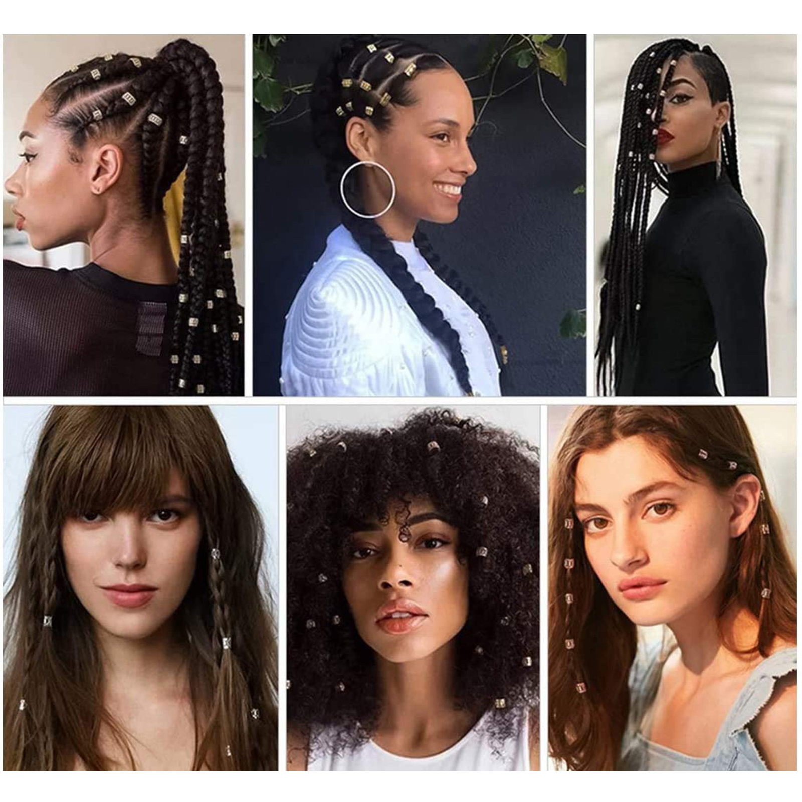 238Pcs Dreadlocks Beads,Hair Braid Rings, Clips, Dread Locks, Hair Braiding Metal Cuffs ,Decoration Accessories Jewelry