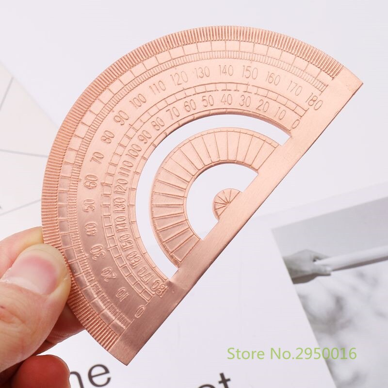 Retro Copper Protractor Ruler Semicircle Drawing Measurement Math Geometry Tool For Students Stationery School Supplies C26