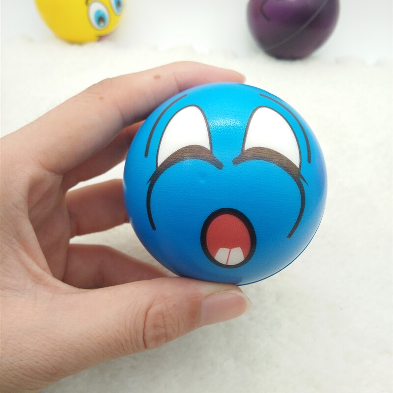 Anti stress boll relief tecknad smiley face pu skum bollar anti stress leksaker för barn pojkar flickor 63mm 6 st