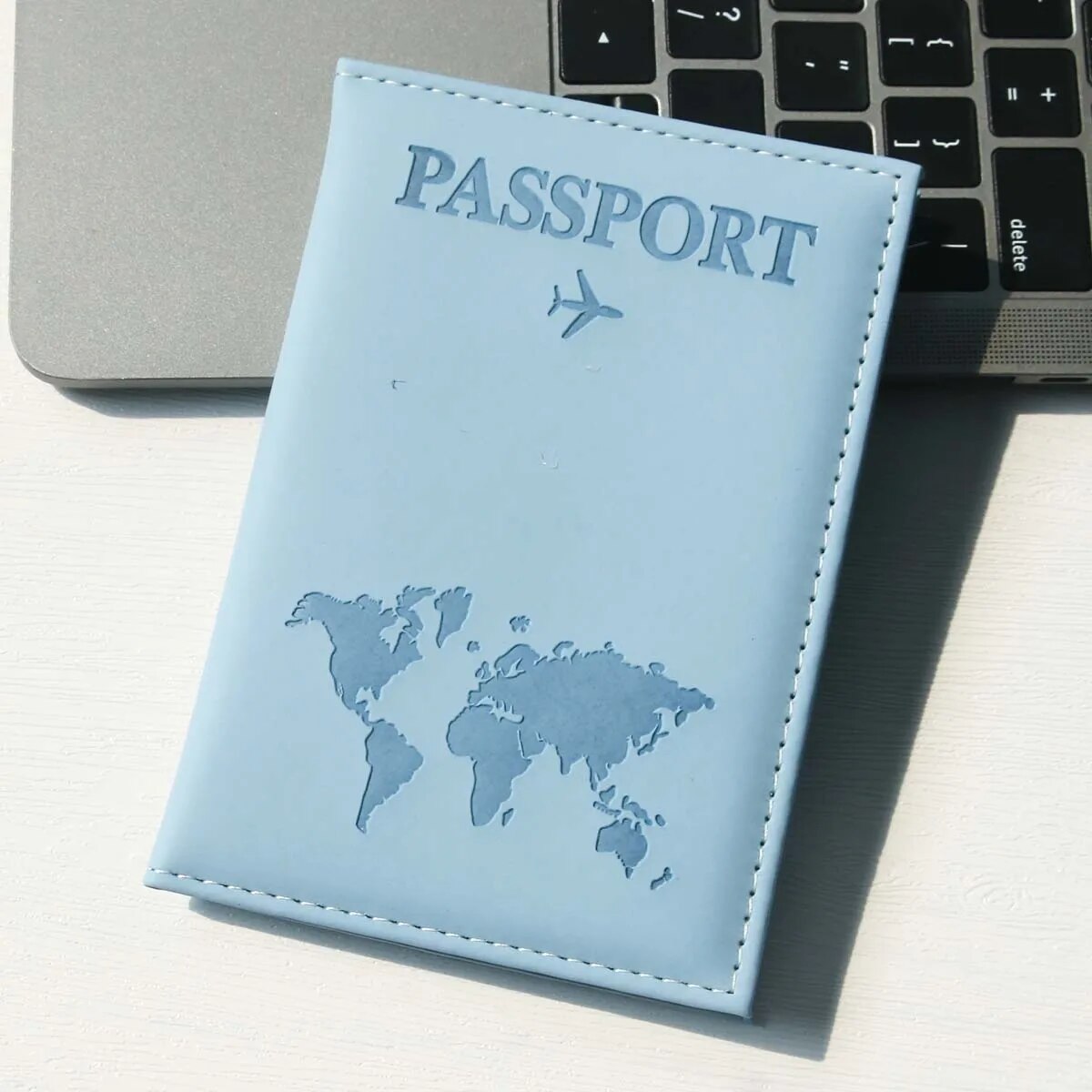 Passport Holder Map PU Passport Cover Travel Essential Cruise Must Have Passport Holders Slim and Portable for Travel: Blue