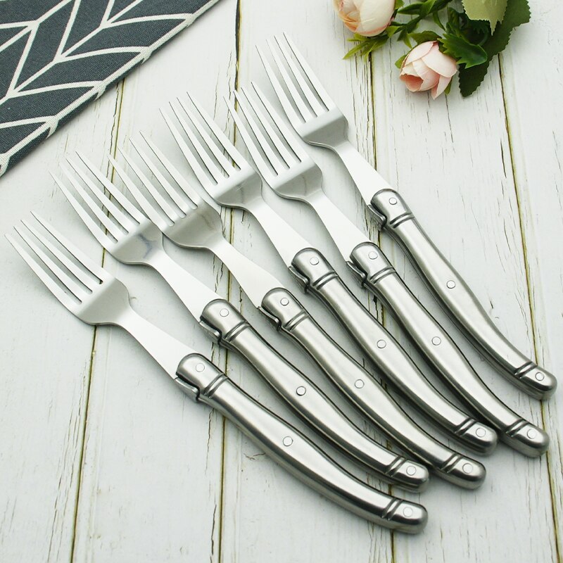 Laguiole Stainless Steel Steak Forks set Silver Dinner Fork Tableware Hollow Handle Cutlery Silverware 2/4/6/10pcs 9inch