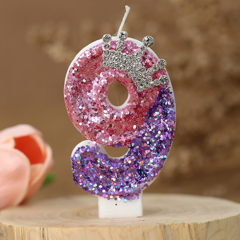 Bougies numéro 8, décoration de gâteau pour filles, bougies d'anniversaire à paillettes, couronne de princesse, bougie numérique, fournitures de fête d'anniversaire: GRIS FONCÉ