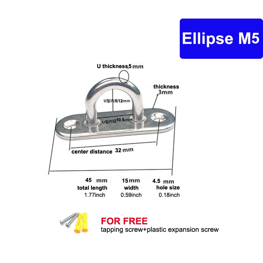 Solid Stainless Steel Oblong Plate Staple Ring Hook Many sizes For choose Hardware Loop U-Shaped Screws Mount Hook Hanger