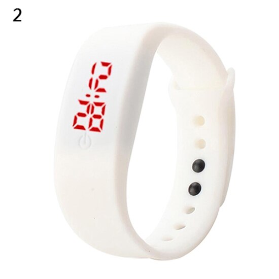 Sales! Aankomst Vrouwen Mannen Siliconen Band Band Digitale Led Display Armband Pols Sport Horloge: WHITE
