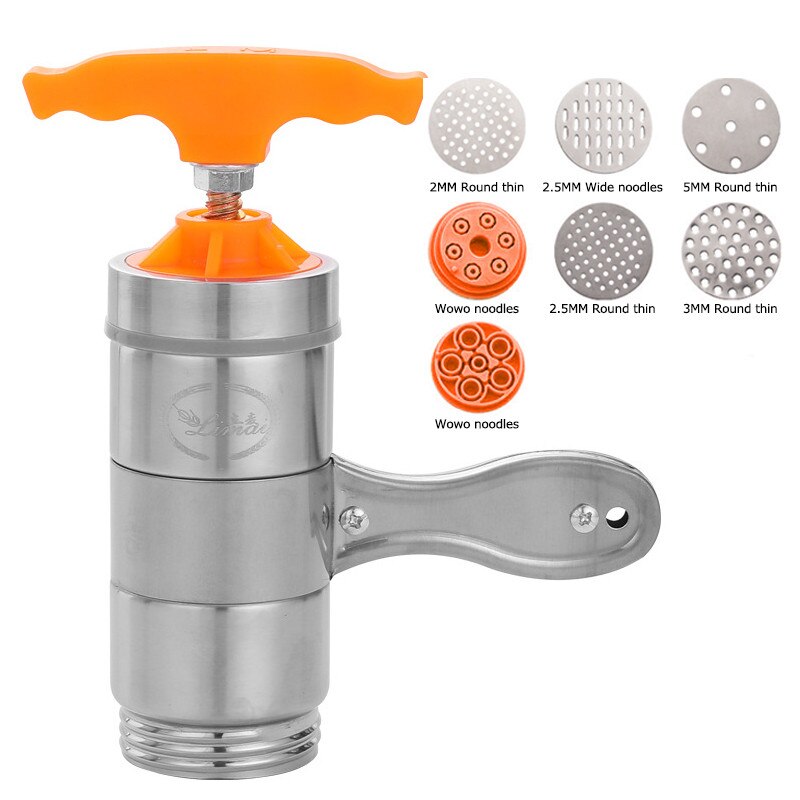 Manual Stainless Steel Noodle Maker Press Pasta Machine Crank Cutter Fruits Juicer Cookware Making Spaghetti Tools: Orange