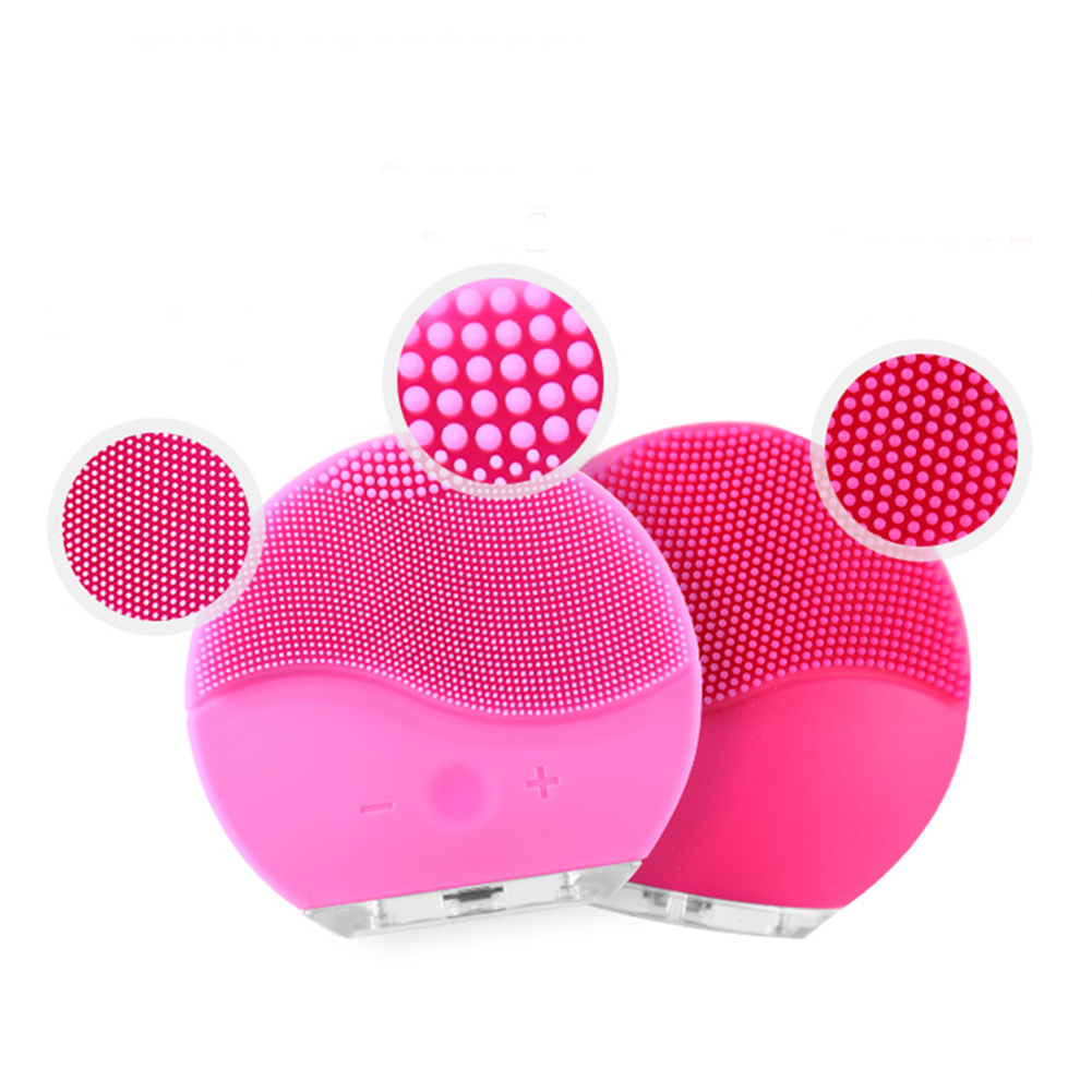 Mini brosse électrique ultrasonique de nettoyage de visage de Silicone portatif USB chargeant le nettoyeur profond de Vibration de Massage de lavage de peau de pores