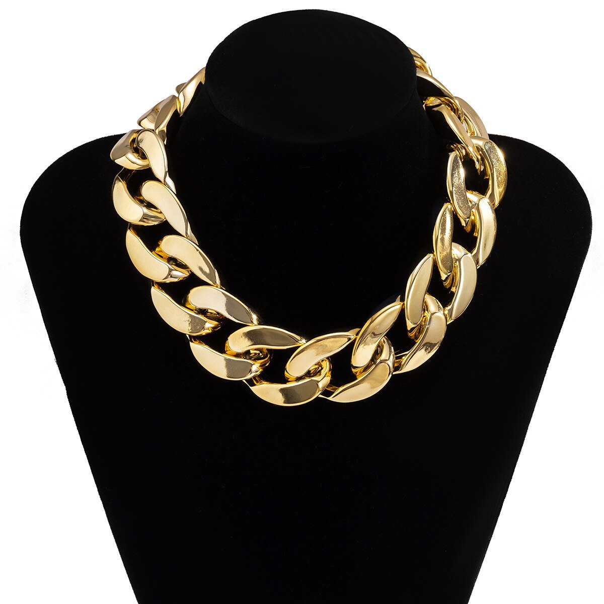 Collar Simple exagerado para mujer, cadena CCB gruesa distorsionada de Hip Hop de 4 colores, collares creativos, de joyería para chica Glamour a la: Color amarillo dorado claro
