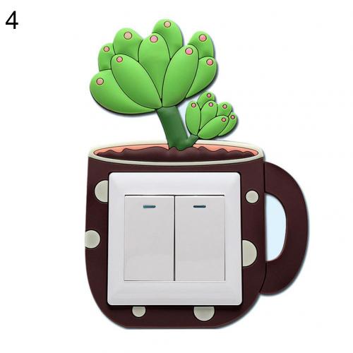 Silicone 3D Switch Sticker Luminous Cactus Wall Switch Stickers DIY Wall Decal Wall Sticker Wall Decor Stickers Home Decor: 4