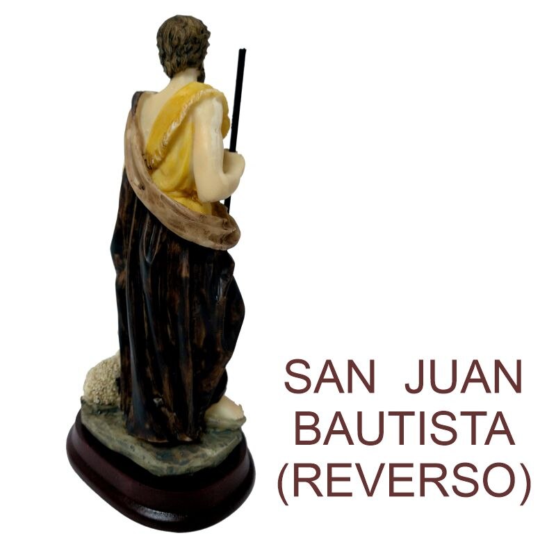 Figura San Juan Bautista 16 cms. De una Cruz de Caravaca y 4 estampas