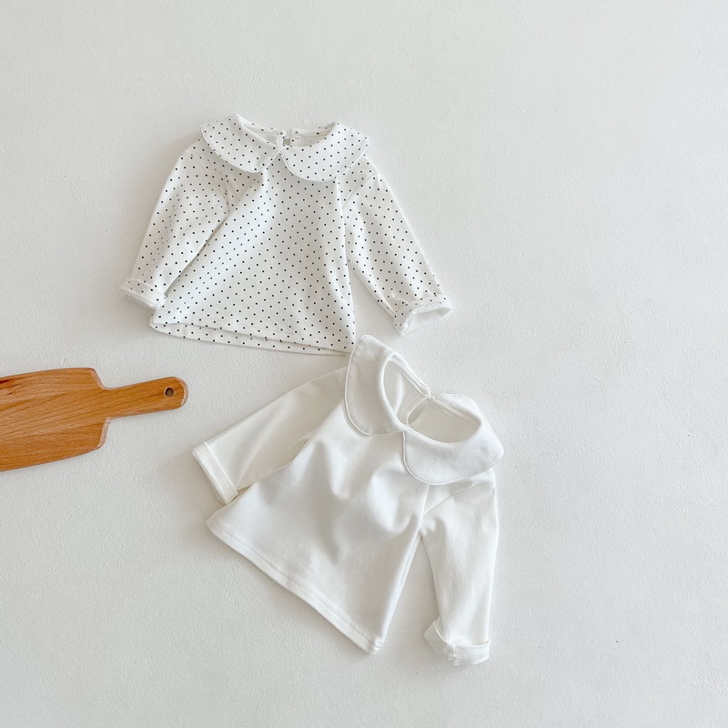 2021 New Spring Kids Girls camicie maniche lunghe a sbuffo camicette a pois abiti per bambini stile dolce E4110