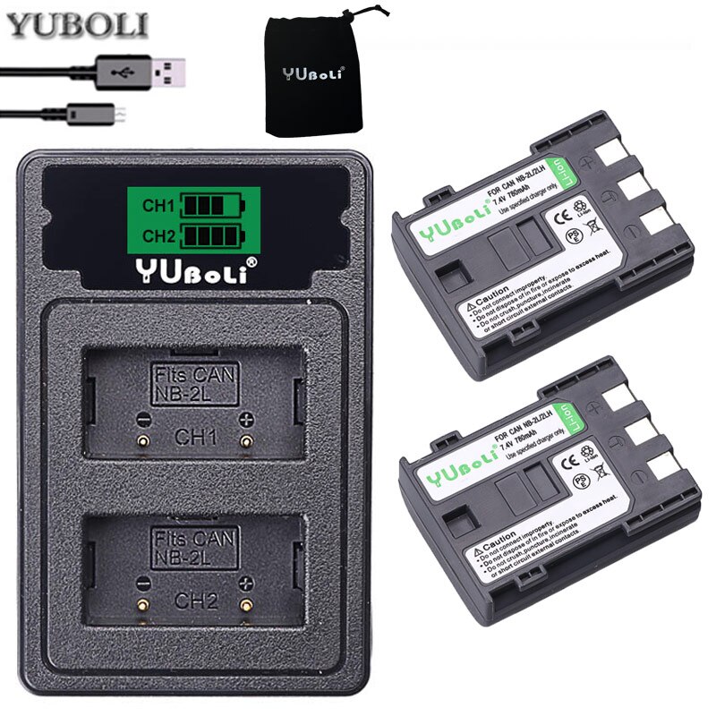 5x NB-2L baterías NB-2LH NB-2L NB2L NB 2L E160814 batería para CANON cámara 350D 400D G7 G9 S30 S40 z1 + LCD cargador: charger and 2battery