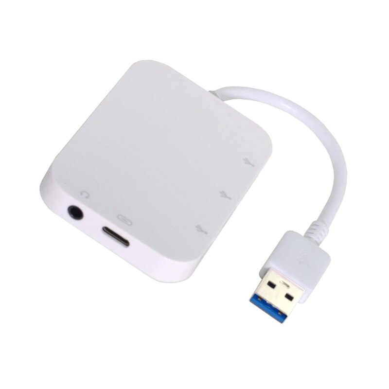 Usb 3.0 hub 5gbps usb3.0 para usb 3.0 3 portas hub fêmea & o 3.5mm & USB-C de energia para computador portátil