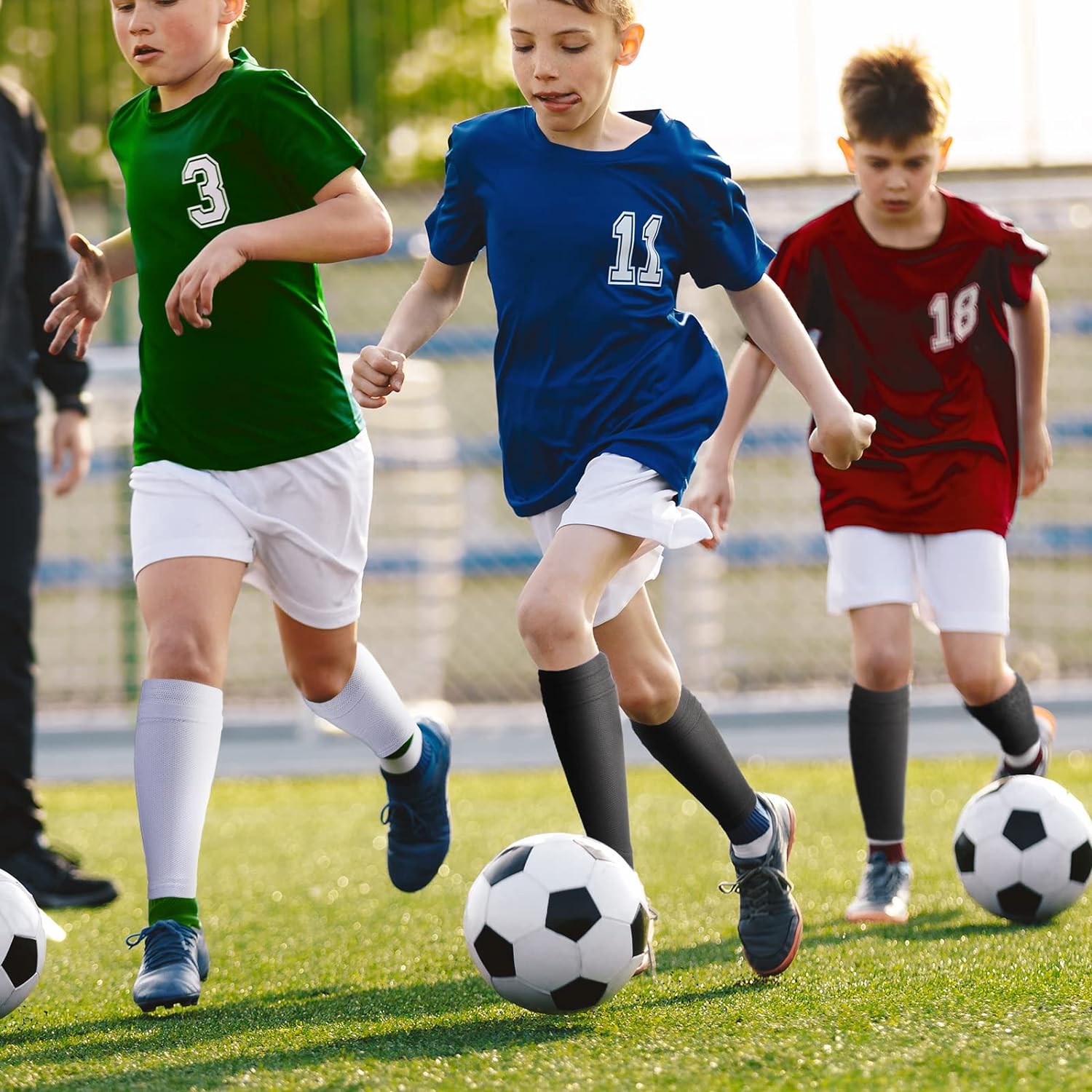 Loogdeel 1 Pair Shin Guard Sleeves Soccer Youth Calf Support Compression Sleeves Football Leg Sleeves for Men Kids Adult Sports
