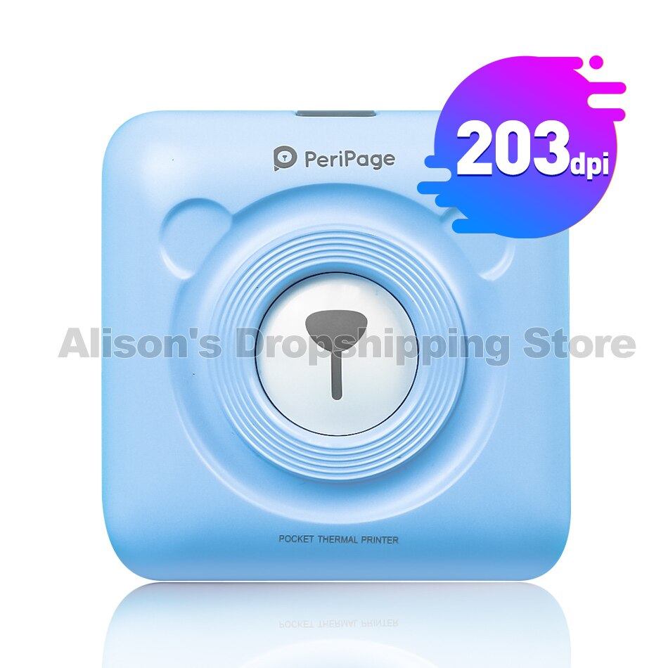 ! 304 dpi bluetooth trådlös liten termisk skrivare bild mobil fotoskrivare mini portabel fotoskrivare för android ios: 203 dpi blå skrivare