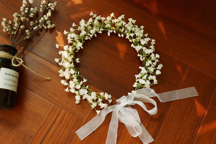 Couronne de gypsophile blanche accessoires de tête de mariée