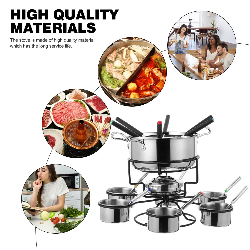 1 Set Fondue Tool Fondue Cooking Stove Safe Alcohol Stove Portable Cookware