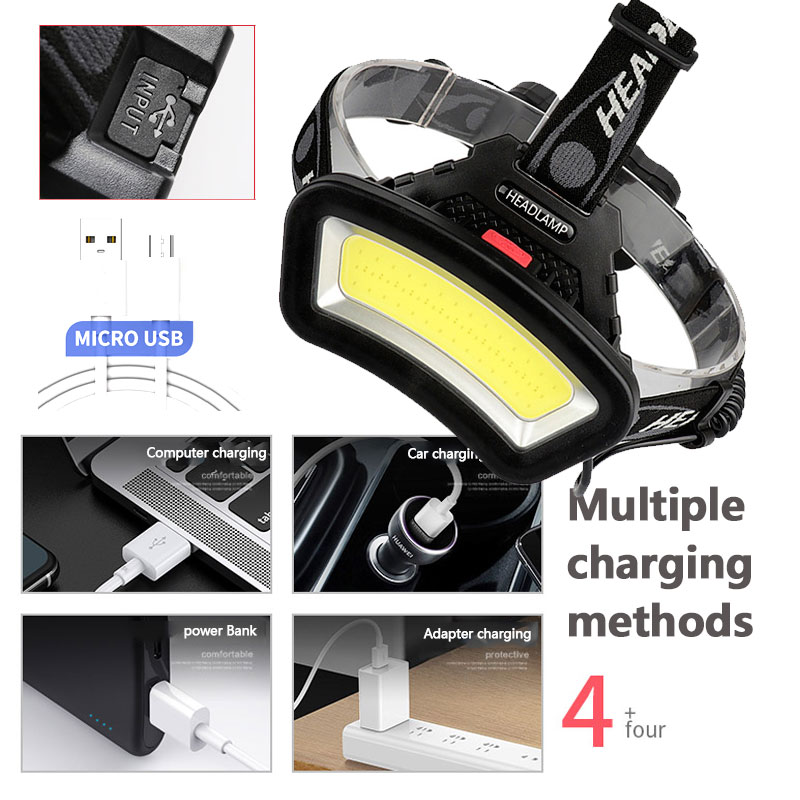 8000lm usb genopladelige led forlygter 200m lange lysafstande vidvinkel cob forlygte lanterne til vandreture udendørs brug 2*18650