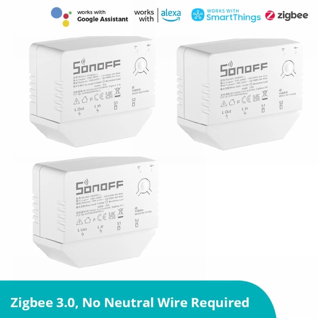 Sonoff ZBMINI-L Zigbee 3.0 Switch Module Geen Neutrale Draad Nodig Twee-weg Controle Ewelink App Werken Met Alexa Google thuis Alice: 3Pieces