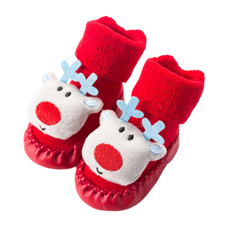 Chaussettes de noël pour enfants, en coton épais imprimé, pour filles et garçons, pour -nés, vêtements courts: blue / 13cm