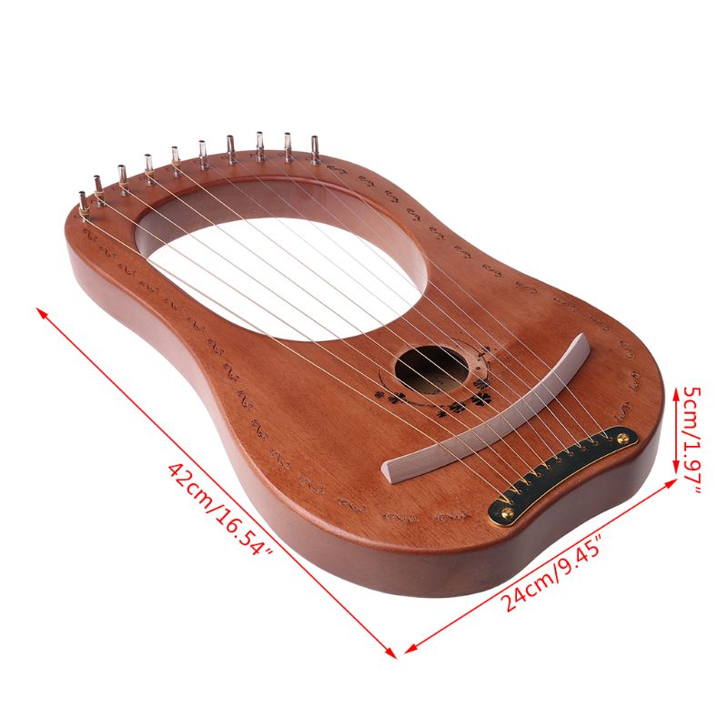 Portable Practice Harp Solid Wood 10 String Lier Harp Musical Instrument F3MC