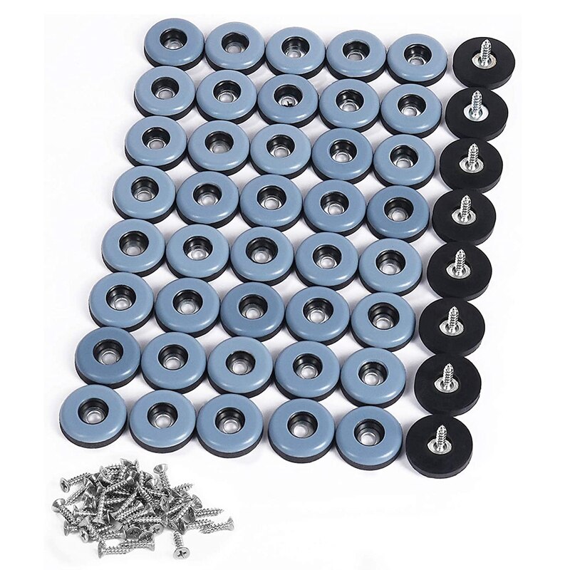 48Pcs Furniture Gliders PTFE Easy Moving Sliders with Screw Floor Protector for Tiled Hardwood Floors(25Mm Round): Default Title