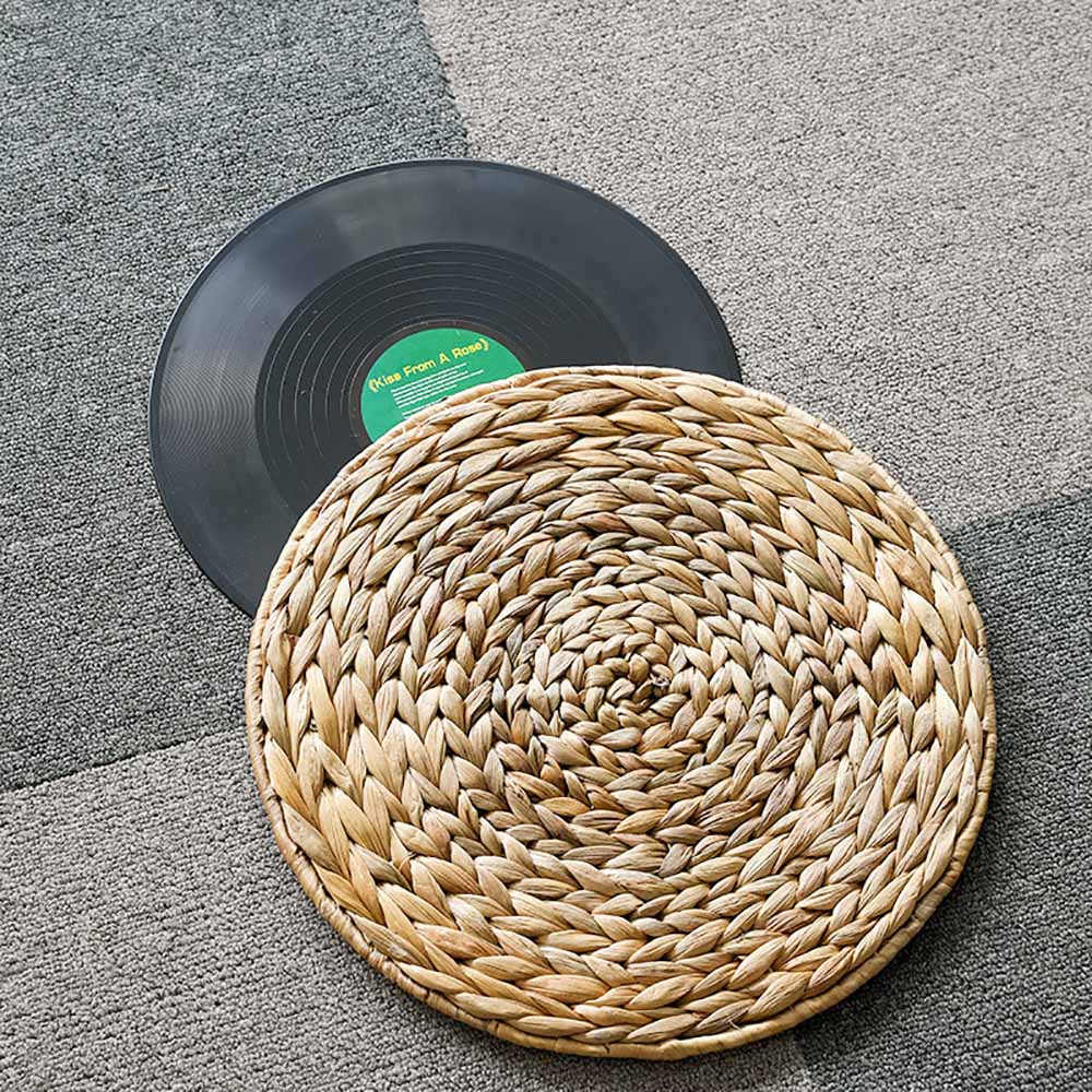 2 pcs 38/35/30cm Round Rattan Placemats Natural Cattail Straw Woven Dining Table Mats Heat Table Mats Coasters Kitchen Table