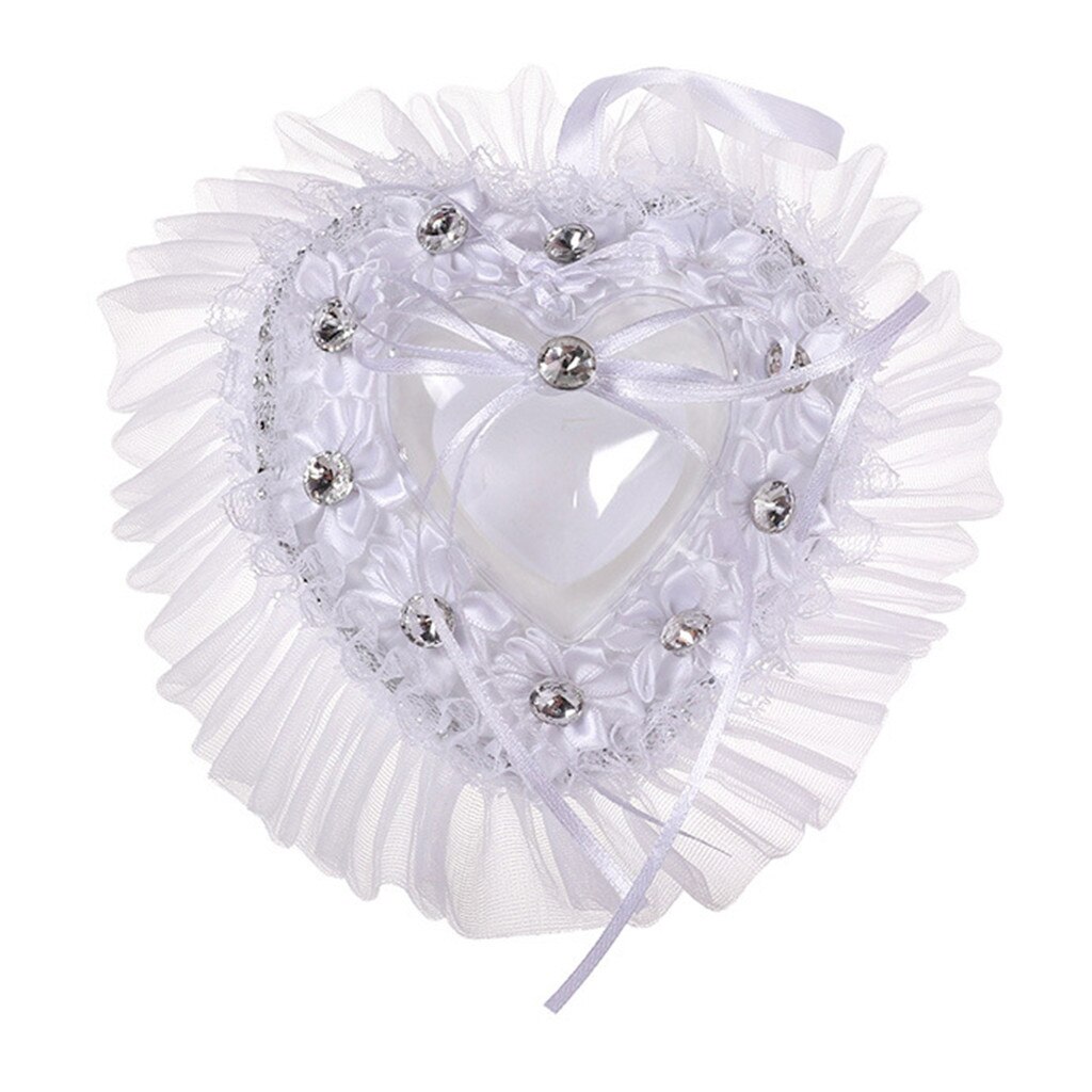 Wedding Ceremony Ring Bearer Pillow Cushion With Pearl Beaded Lace Silk #C: A